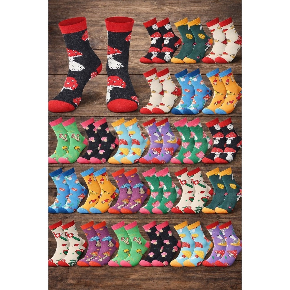 6pk Mushroom Socks (assorted colors)
